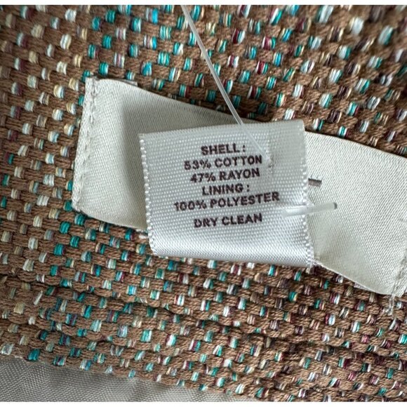 Ann Taylor Loft Womens Woven Mini Skirt Sz 14 Brown Multi-Color Side Zipper NWT - Picture 6 of 12